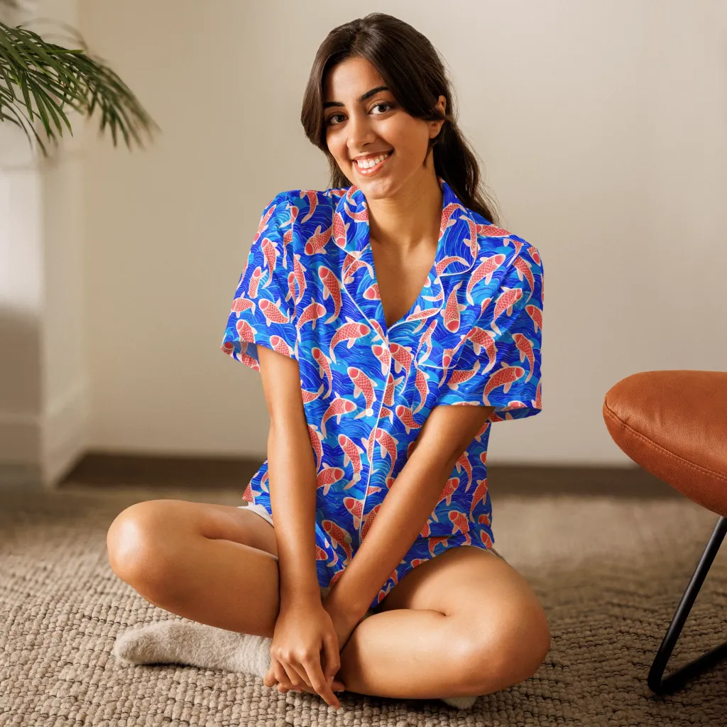 Cobalt Current on Women's Short Sleeve Pajama Top — Front