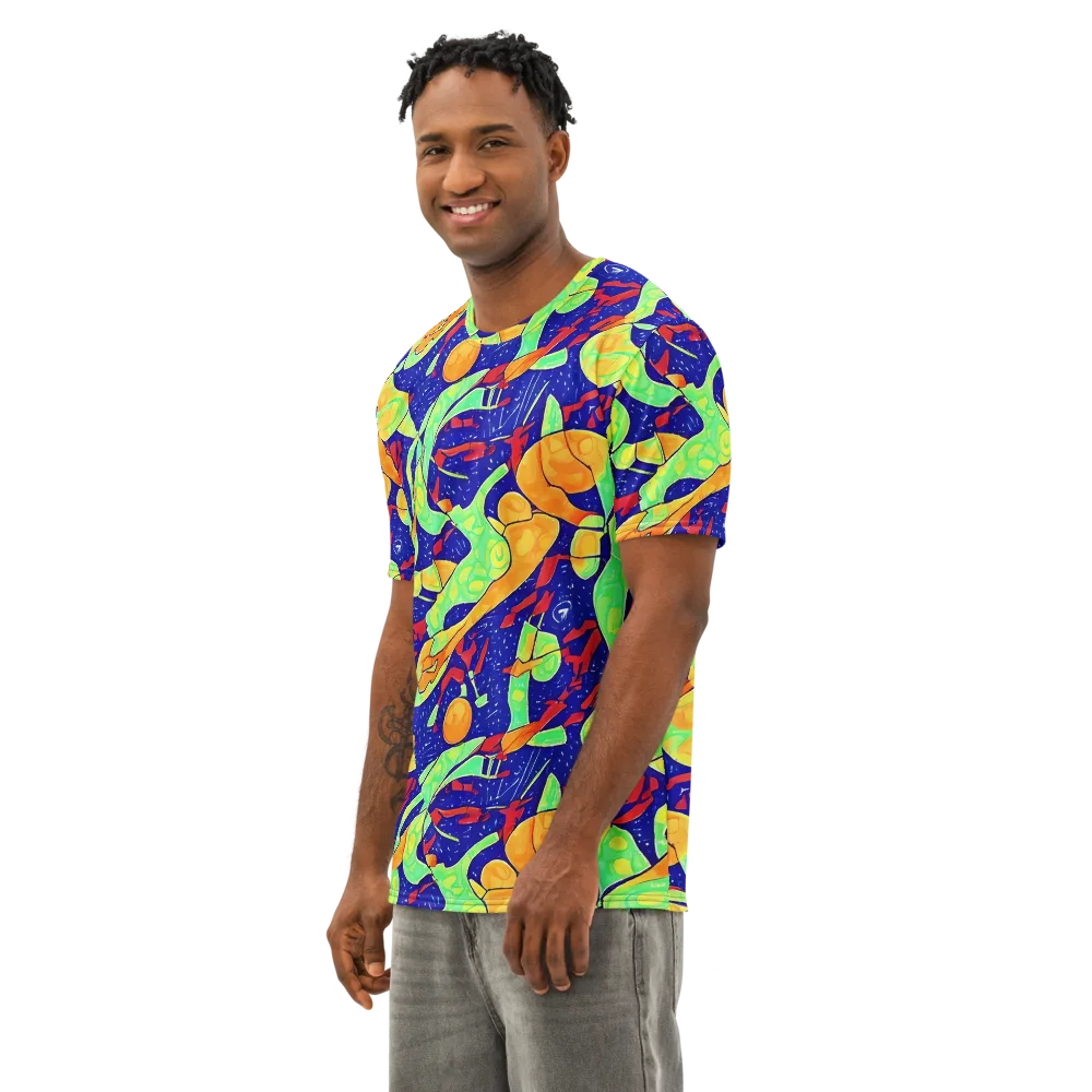 Prism Koi on Men's Cotton Crew Neck T-Shirt — Left Front