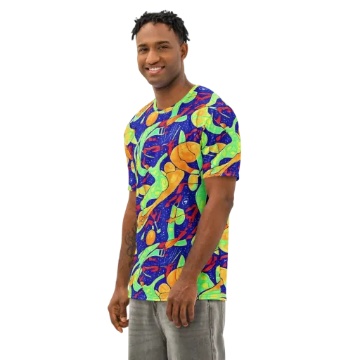 Prism Koi on a Men's Cotton Crew Neck T-Shirt