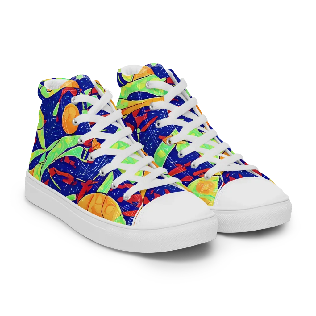 Prism Koi on Men's High Top Canvas Shoes — Right Front
