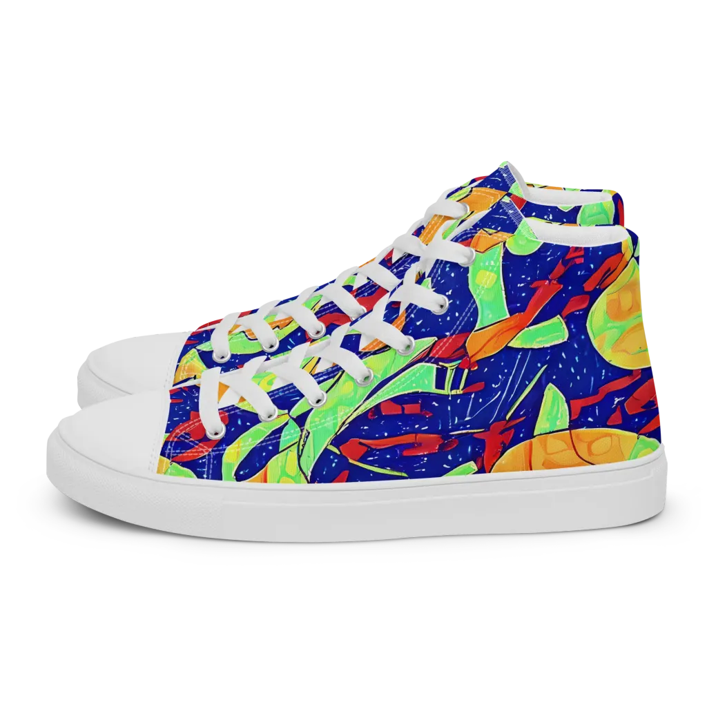 Prism Koi on Men's High Top Canvas Shoes — Left