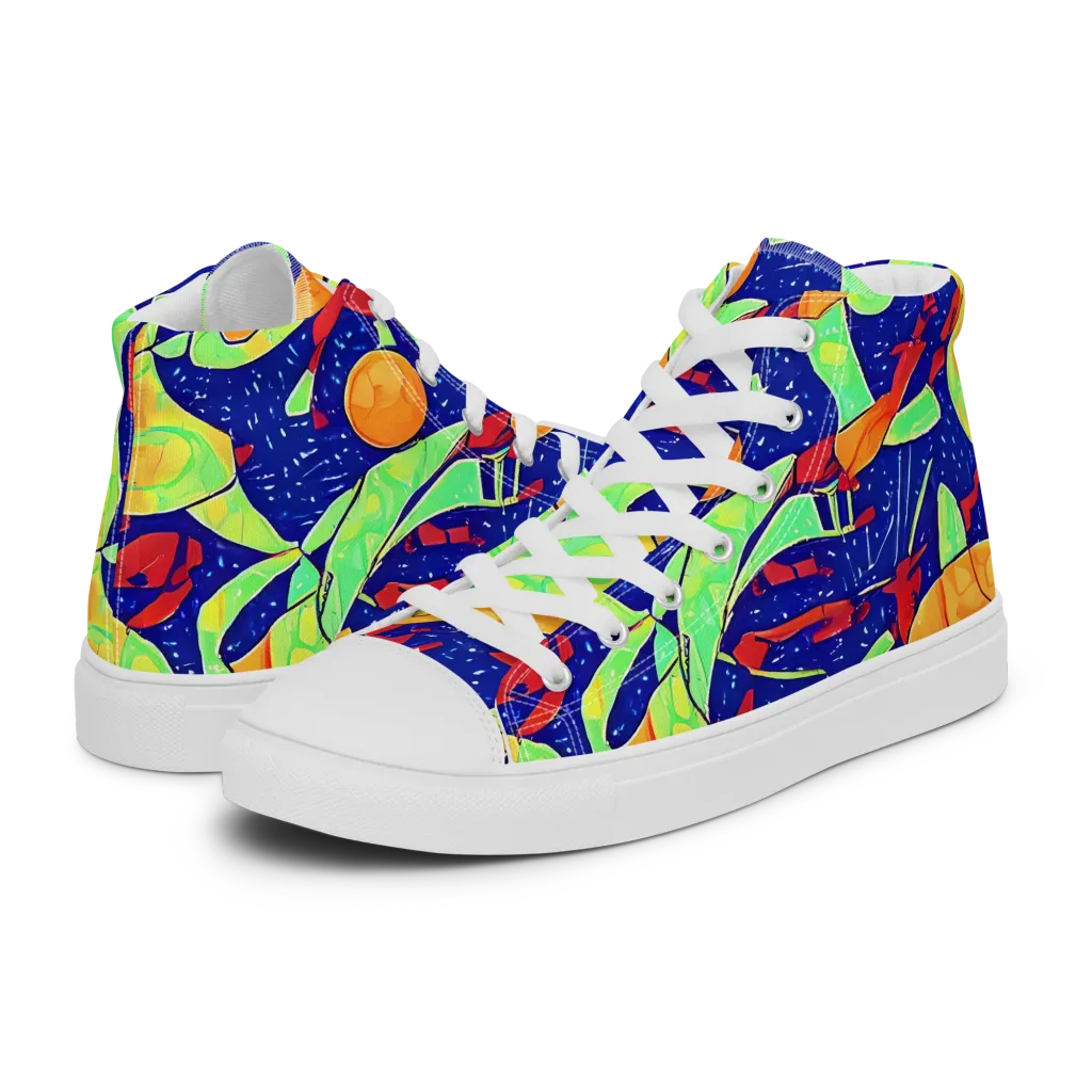Prism Koi on Men's High Top Canvas Shoes — Left