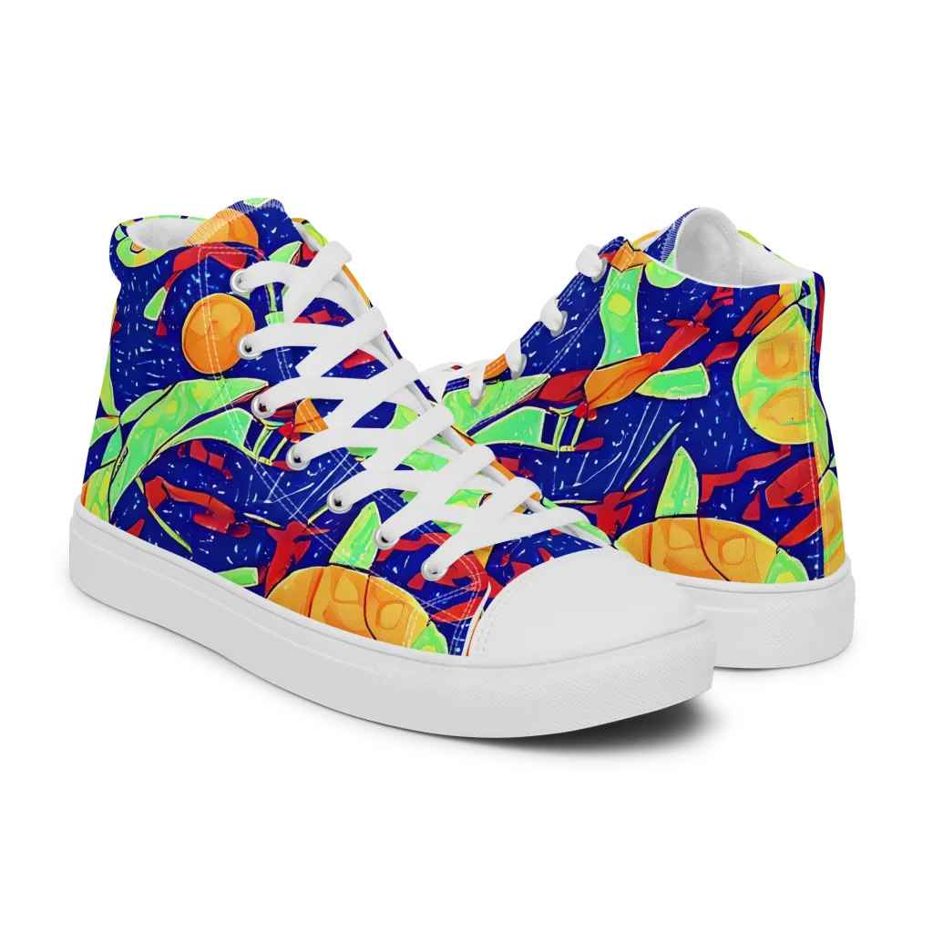 Prism Koi on Men's High Top Canvas Shoes — Right