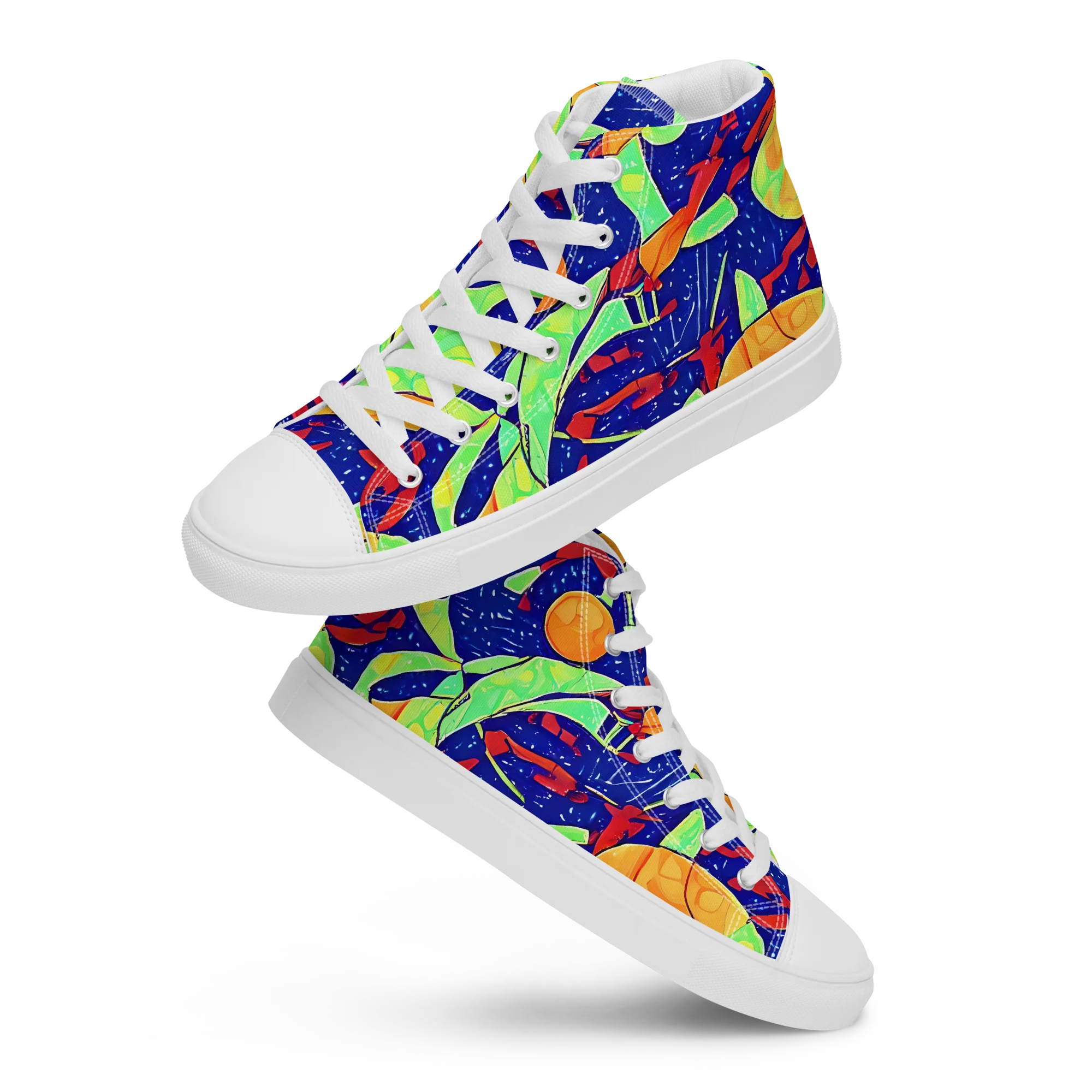 Prism Koi on Men's High Top Canvas Shoes — Front