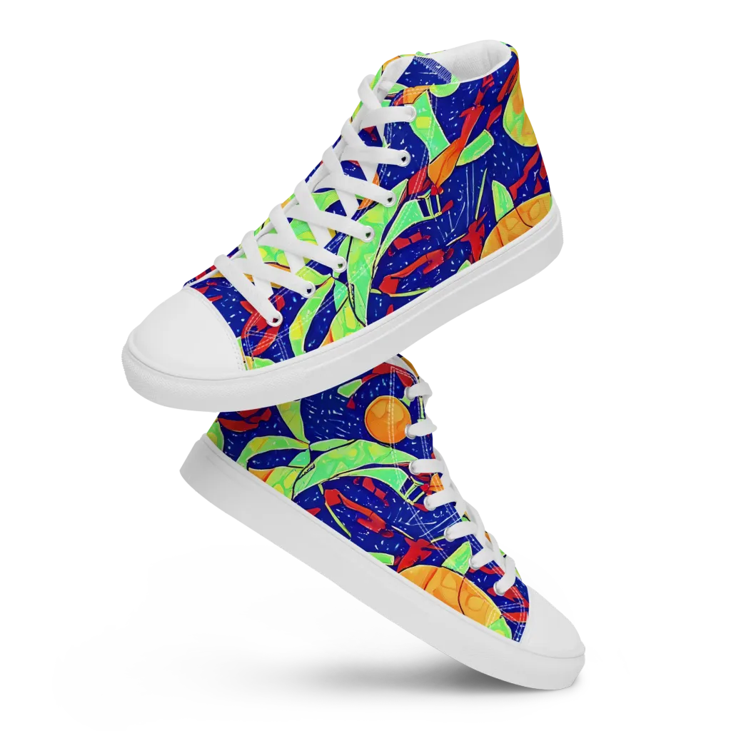 Prism Koi on Men's High Top Canvas Shoes — Front