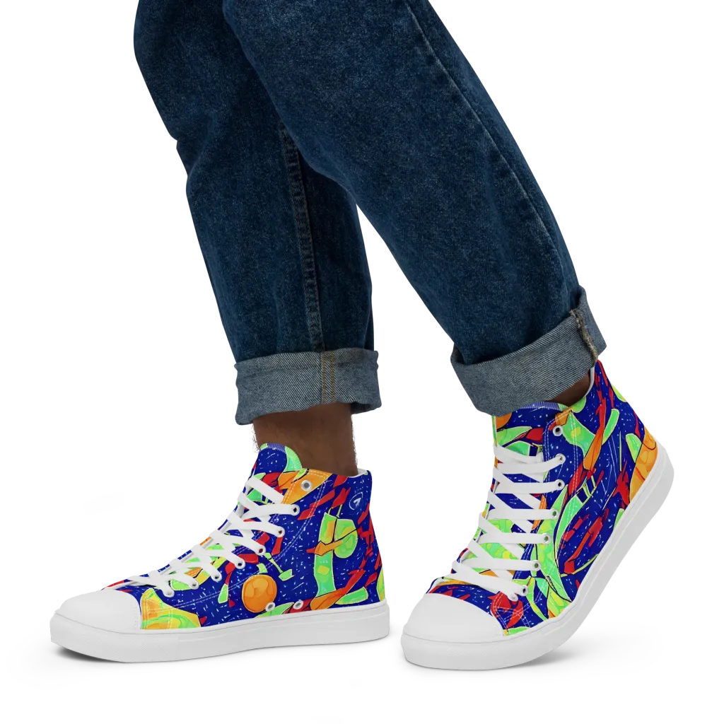 Prism Koi on Men's High Top Canvas Shoes — Left