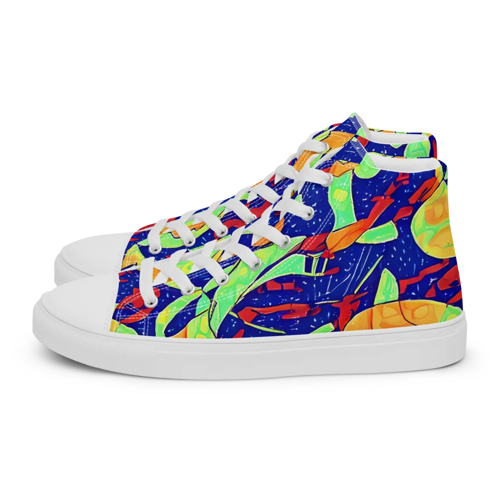 Prism Koi on Women's High Top Canvas Shoes — Left