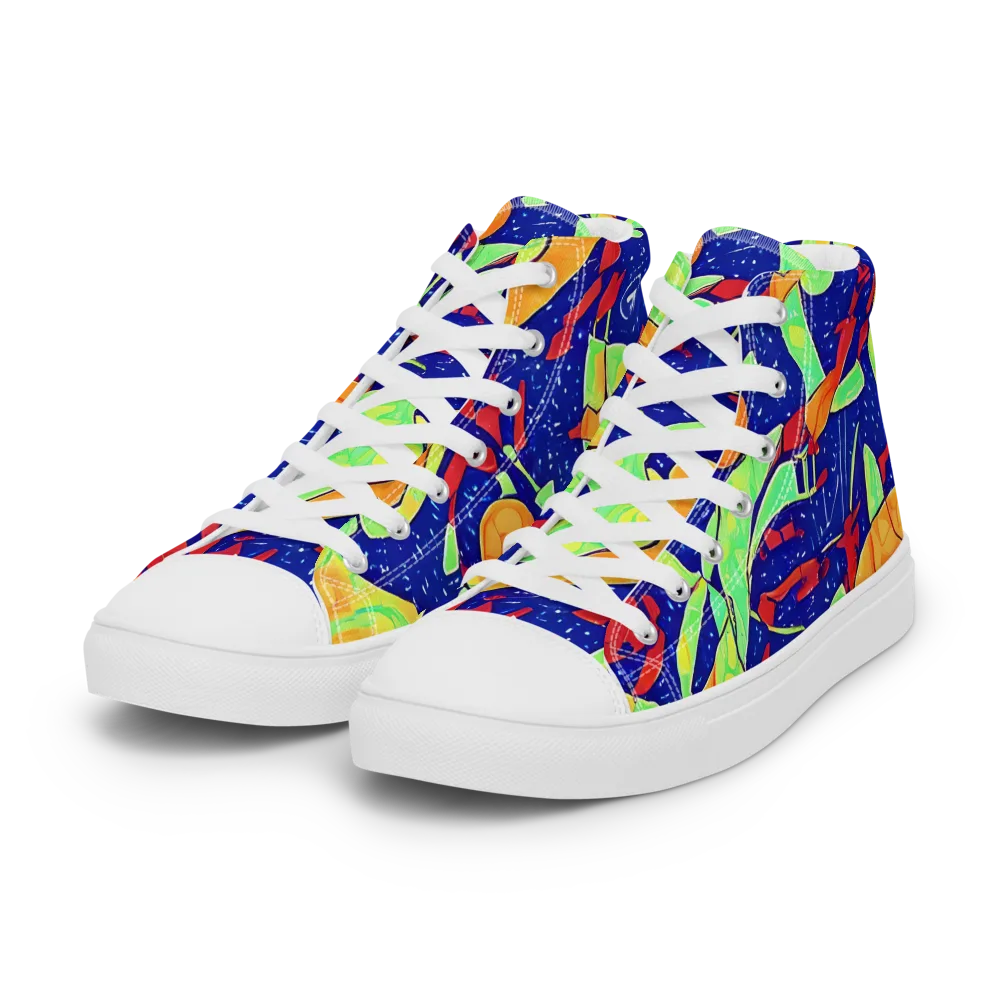 Prism Koi on Women's High Top Canvas Shoes — Left Front