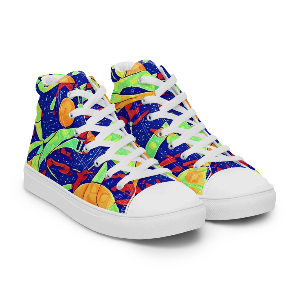 Prism Koi on Women's High Top Canvas Shoes — Right Front