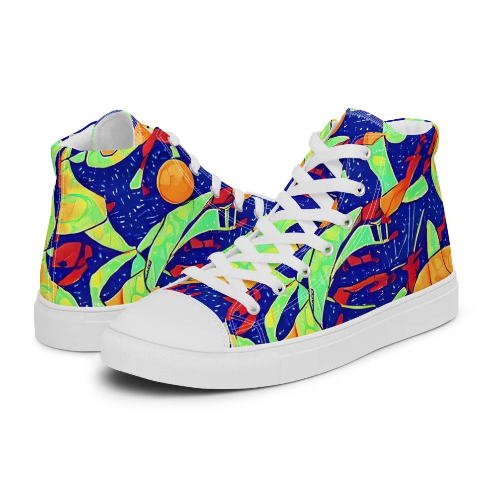 Prism Koi on Women's High Top Canvas Shoes — Left