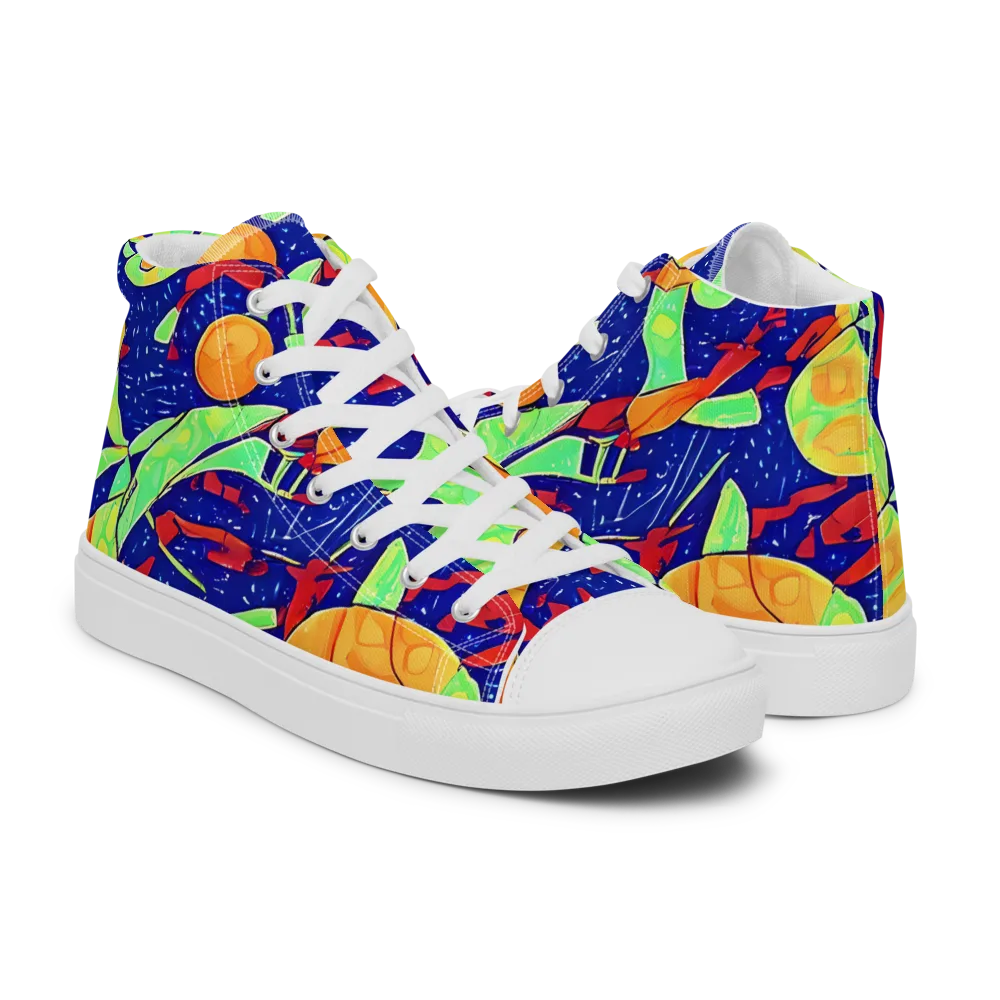 Prism Koi on Women's High Top Canvas Shoes — Right