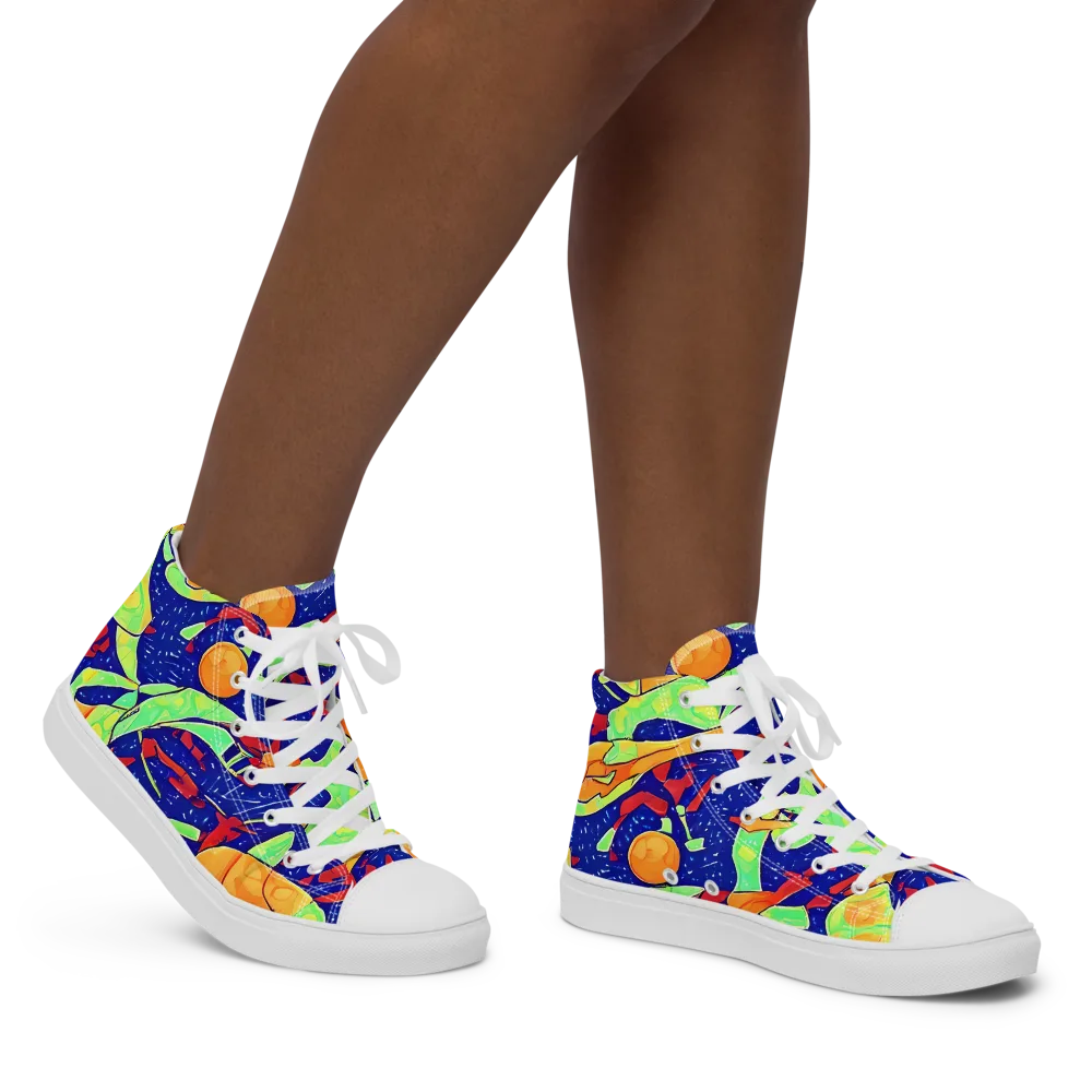 Prism Koi on Women's High Top Canvas Shoes — Right