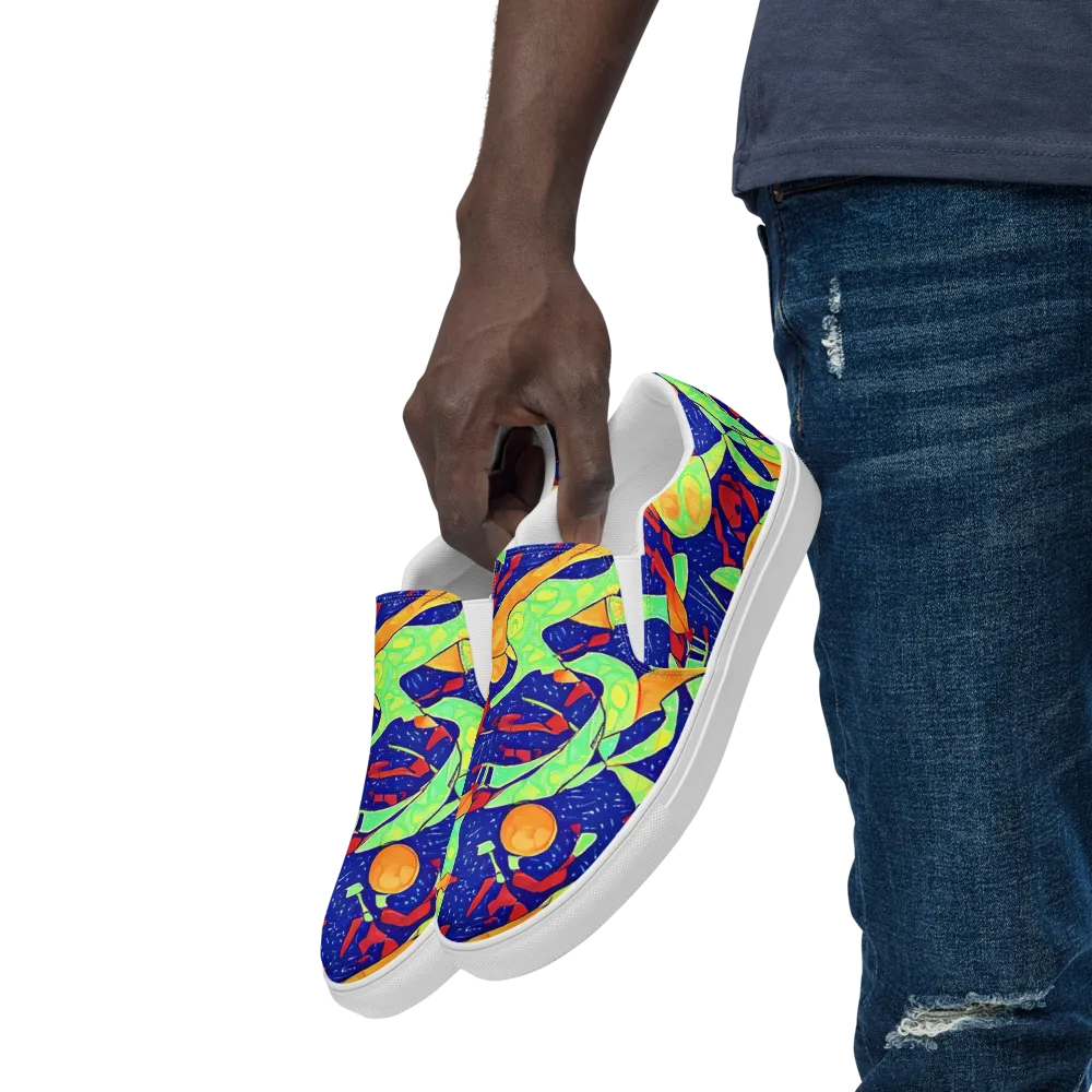 Prism Koi on Men's Slip-On Canvas Shoes — Left Front