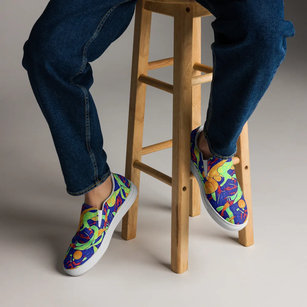 Prism Koi on Men's Slip-On Canvas Shoes — Front