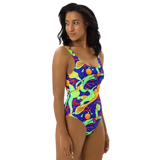 Prism Koi on a One-Piece Swimsuit