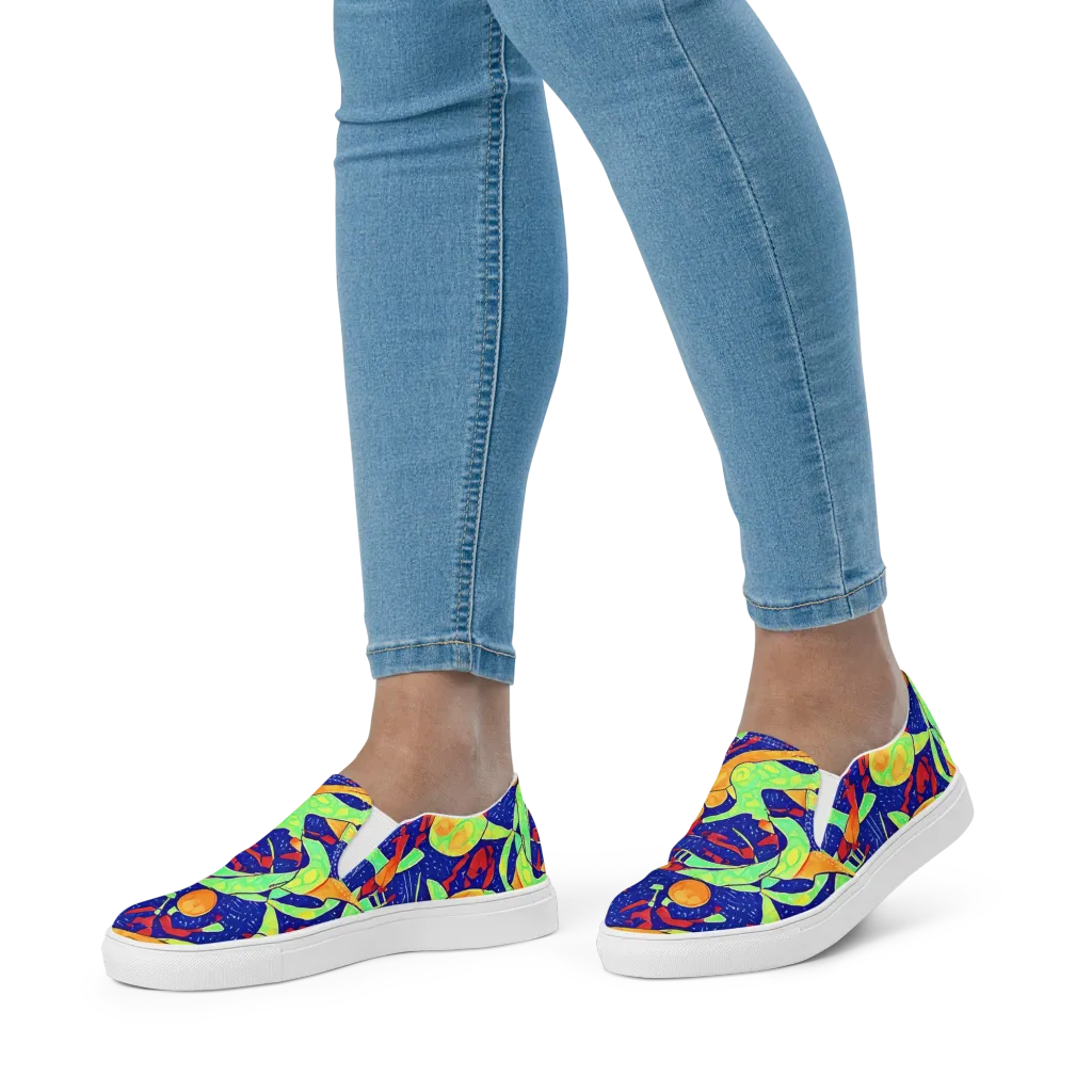 Prism Koi on Women's Slip-On Canvas Shoes — Front