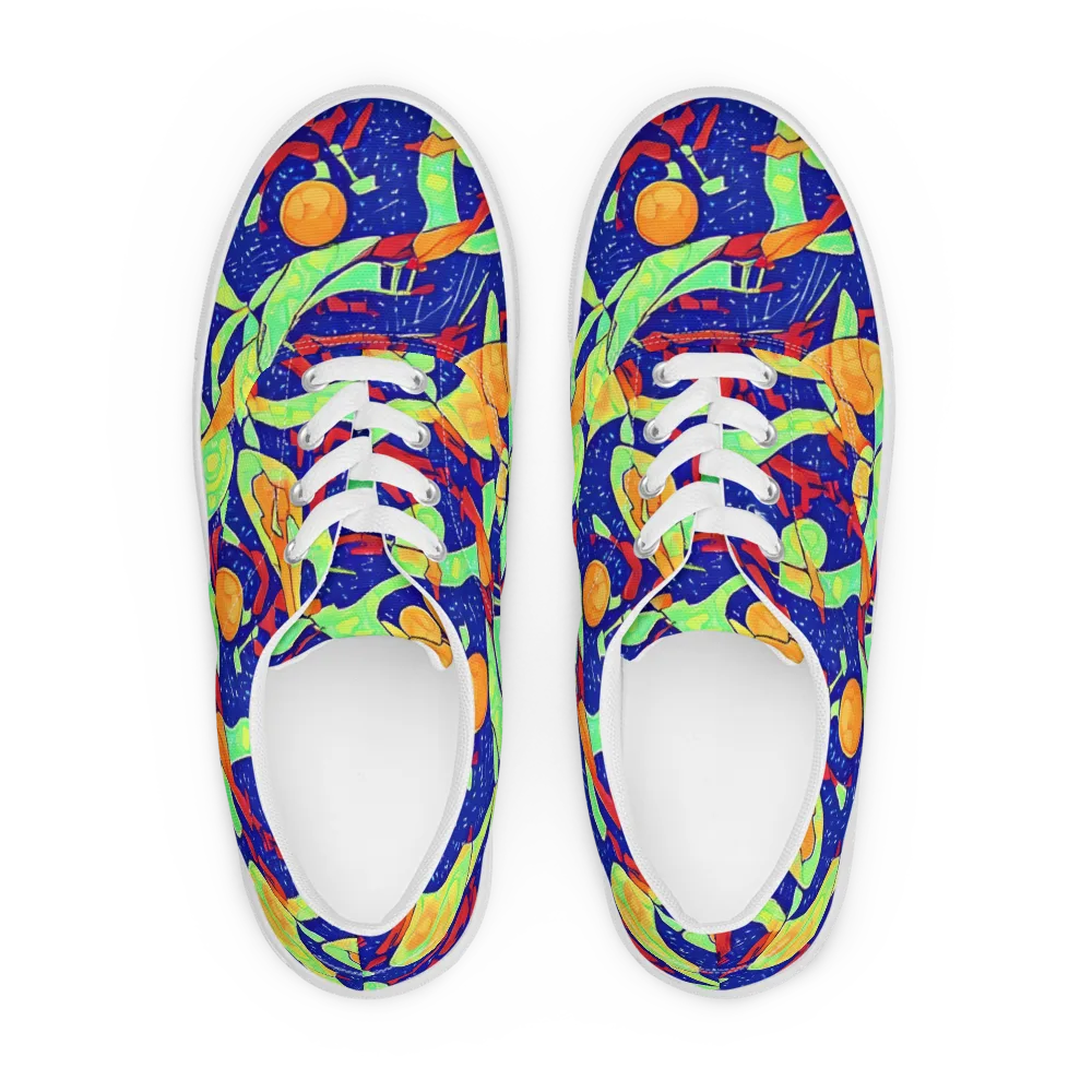 Prism Koi on Men's Lace-Up Canvas Shoes — Front