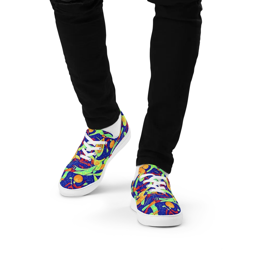 Prism Koi on Men's Lace-Up Canvas Shoes — Front