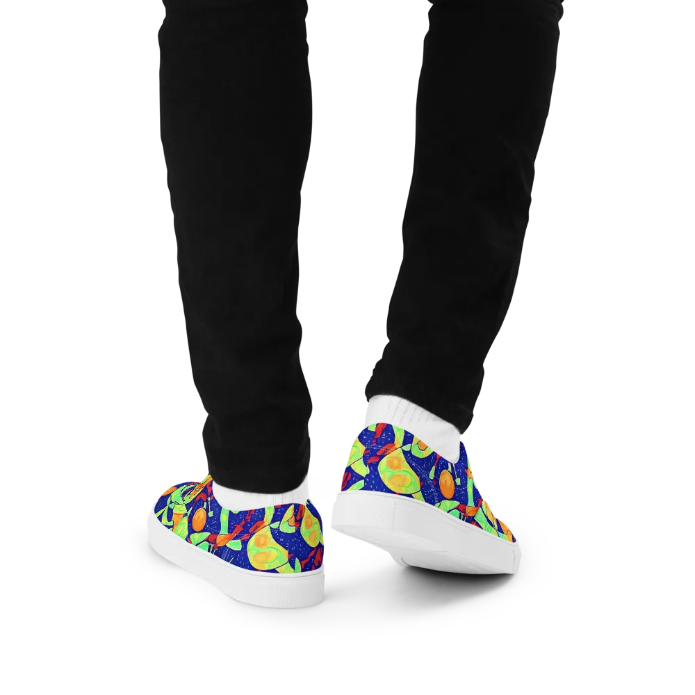 Prism Koi on Men's Lace-Up Canvas Shoes — Back