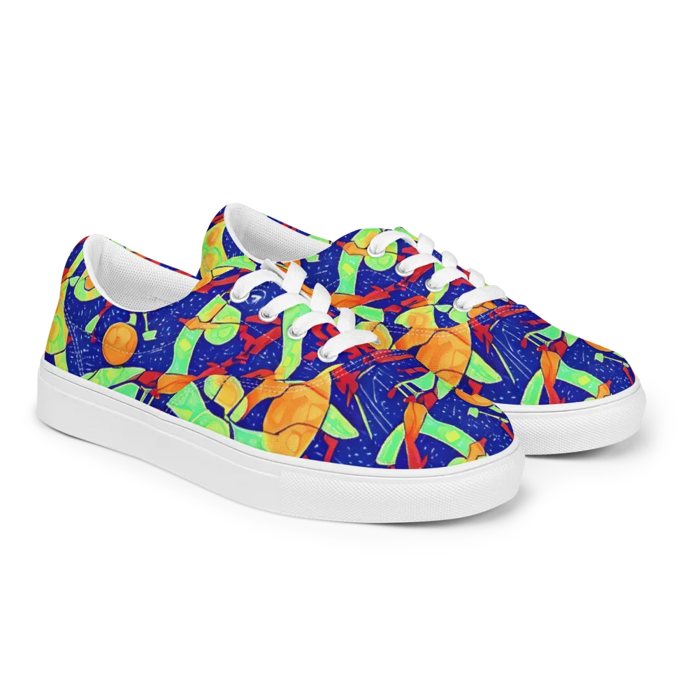 Prism Koi on Men's Lace-Up Canvas Shoes — Right Front