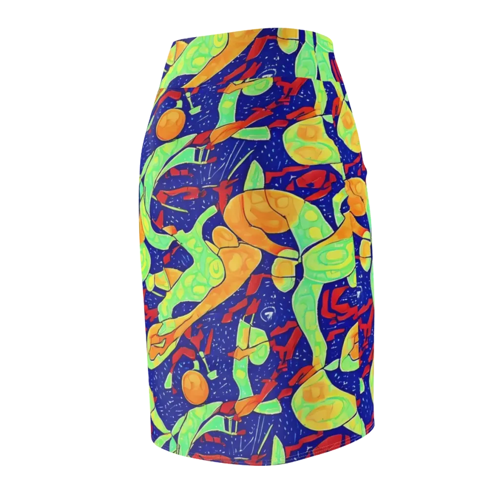 Prism Koi on Pencil Skirt — Back Side