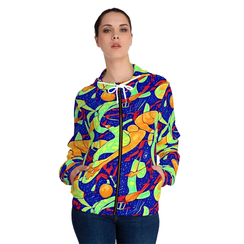 Prism Koi on Women's Full-Zip Hoodie — Front On Person