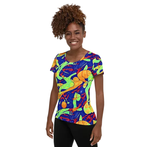 Prism Koi on a Women's Athletic T-Shirt