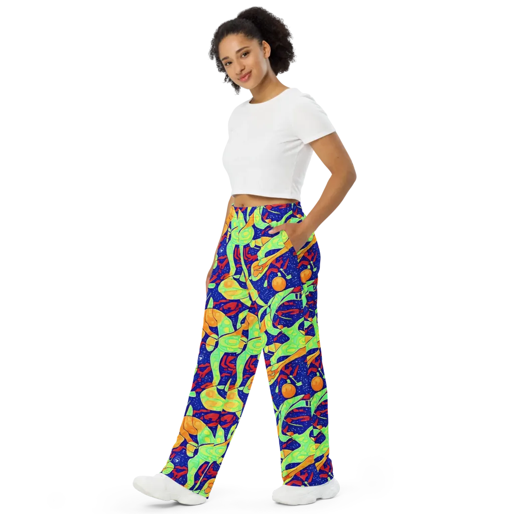 Prism Koi on Wide-Leg Pants — Left Front