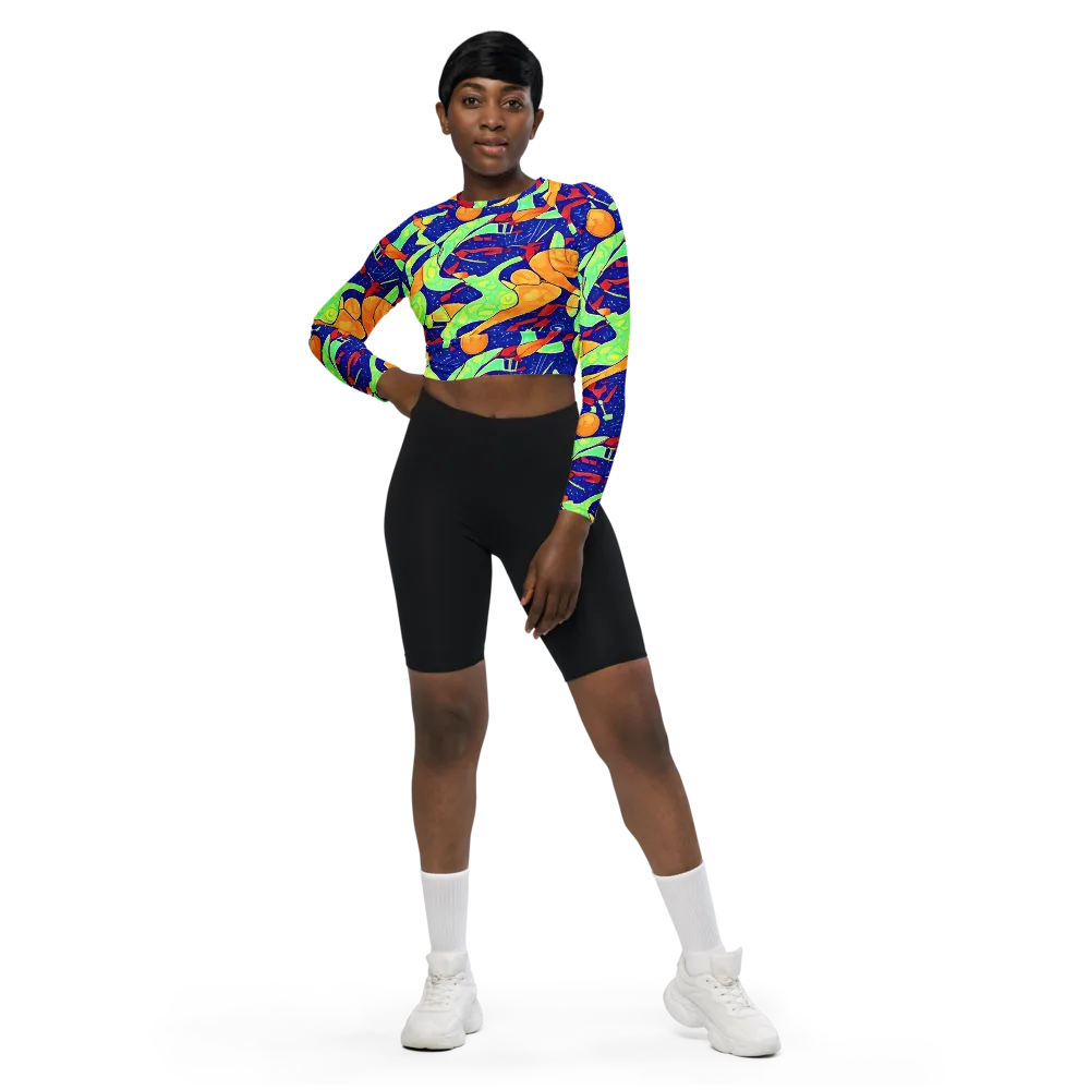 Prism Koi on Long Sleeve Crop Top — Front