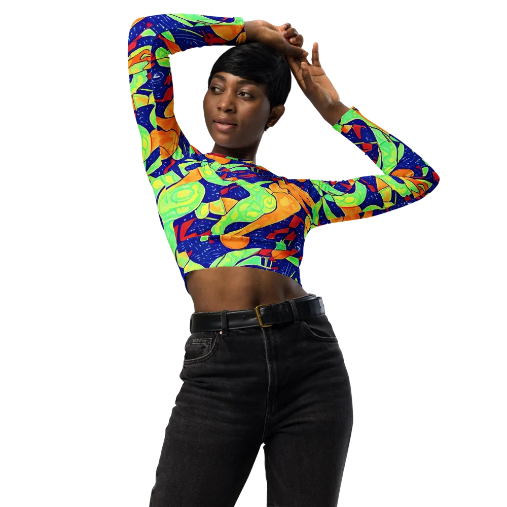 Prism Koi on Long Sleeve Crop Top — Front