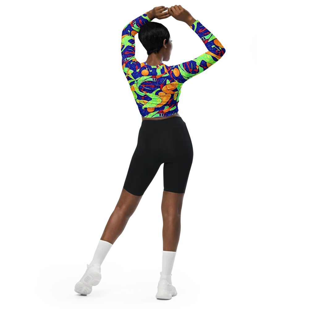 Prism Koi on Long Sleeve Crop Top — Back