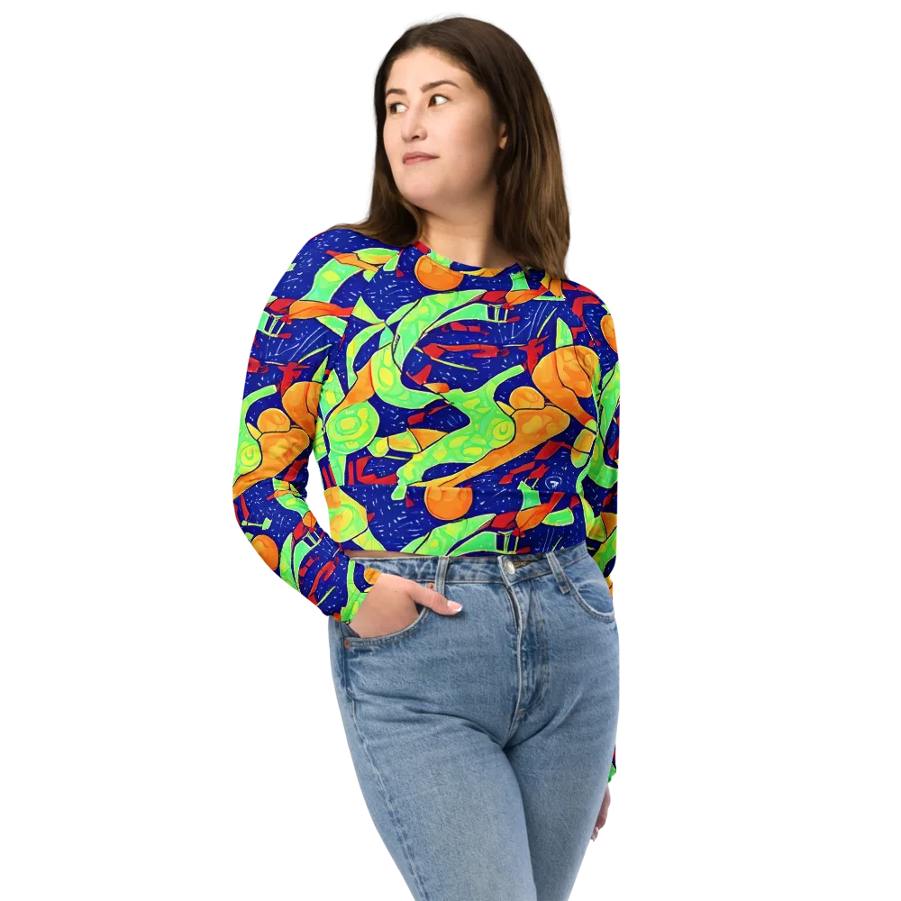 Prism Koi on Long Sleeve Crop Top — Front