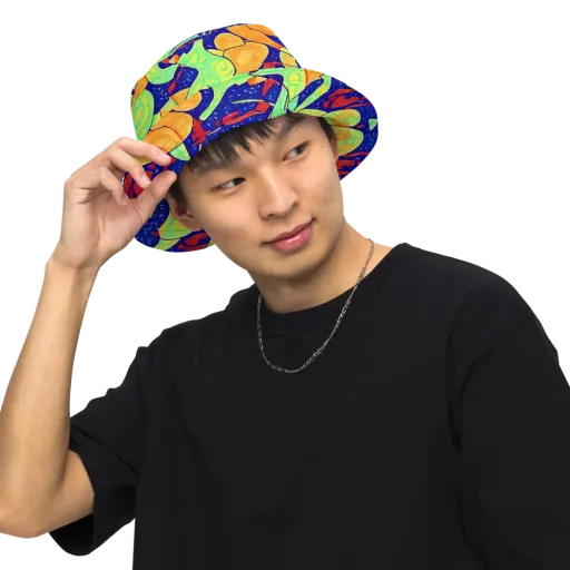 Prism Koi on a Reversible Bucket Hat