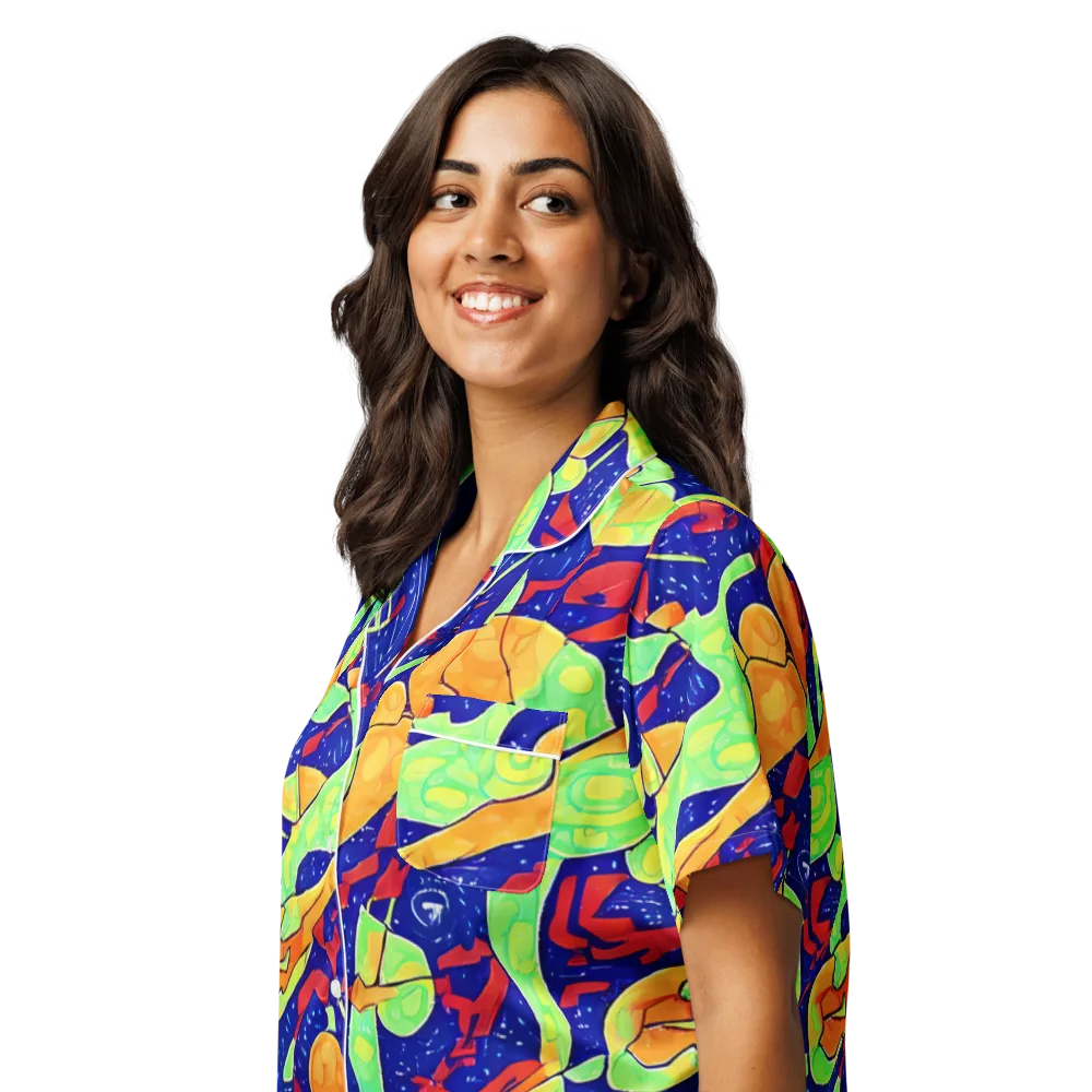 Prism Koi on Women's Short Sleeve Pajama Top — Left Front