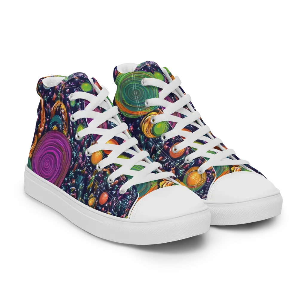 Solar Reverie on Men's High Top Canvas Shoes — Right Front
