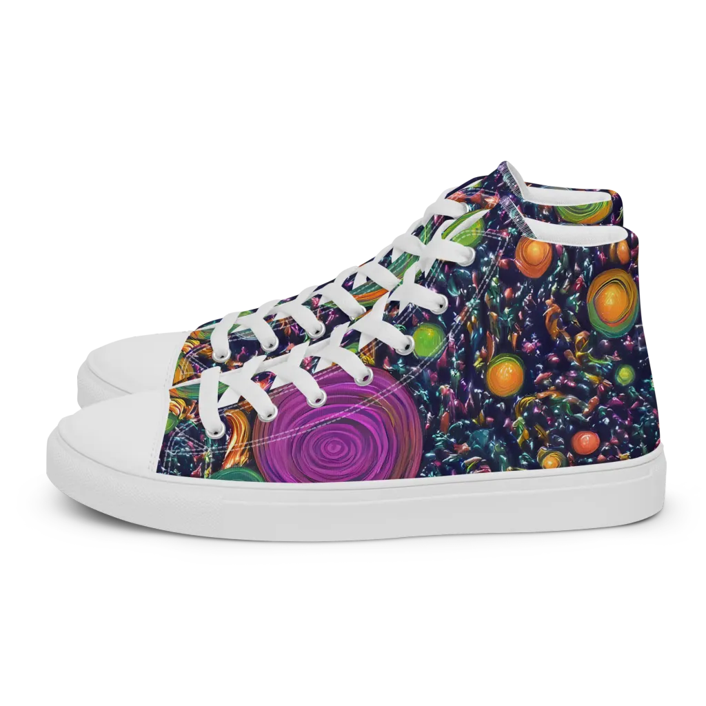Solar Reverie on Men's High Top Canvas Shoes — Left