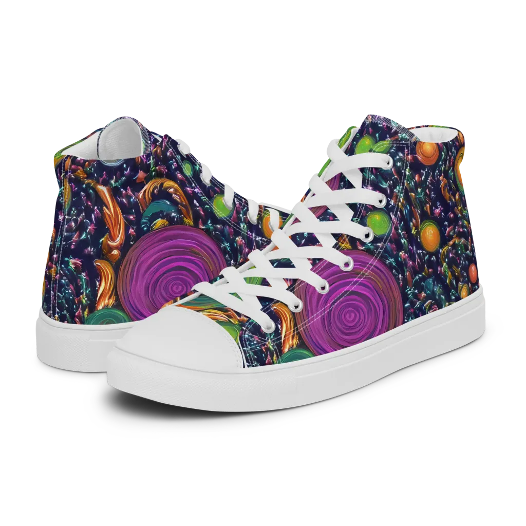 Solar Reverie on Men's High Top Canvas Shoes — Left