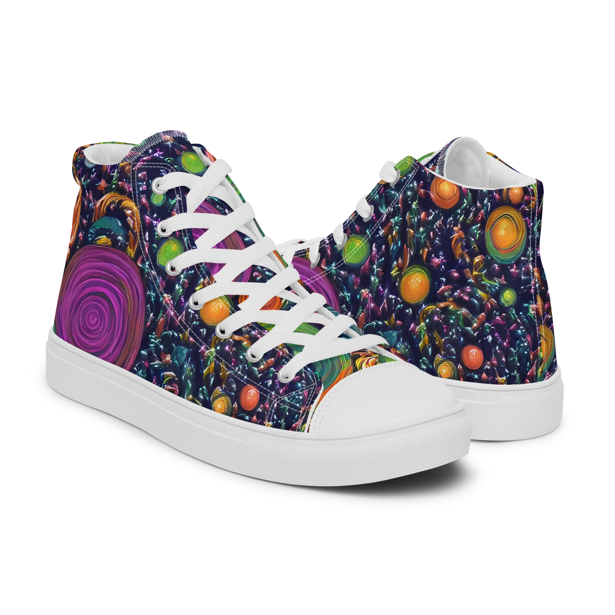 Solar Reverie on Men's High Top Canvas Shoes — Right
