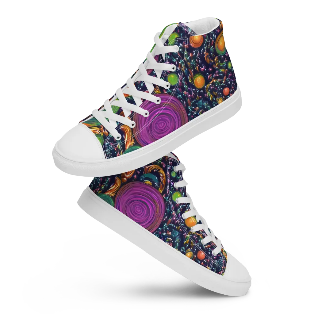 Solar Reverie on Men's High Top Canvas Shoes — Front