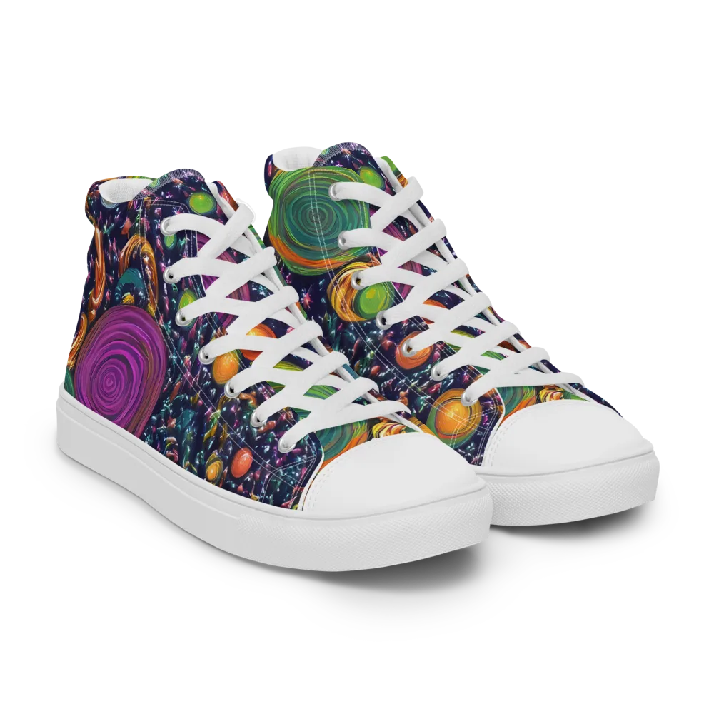 Solar Reverie on Women's High Top Canvas Shoes — Right Front