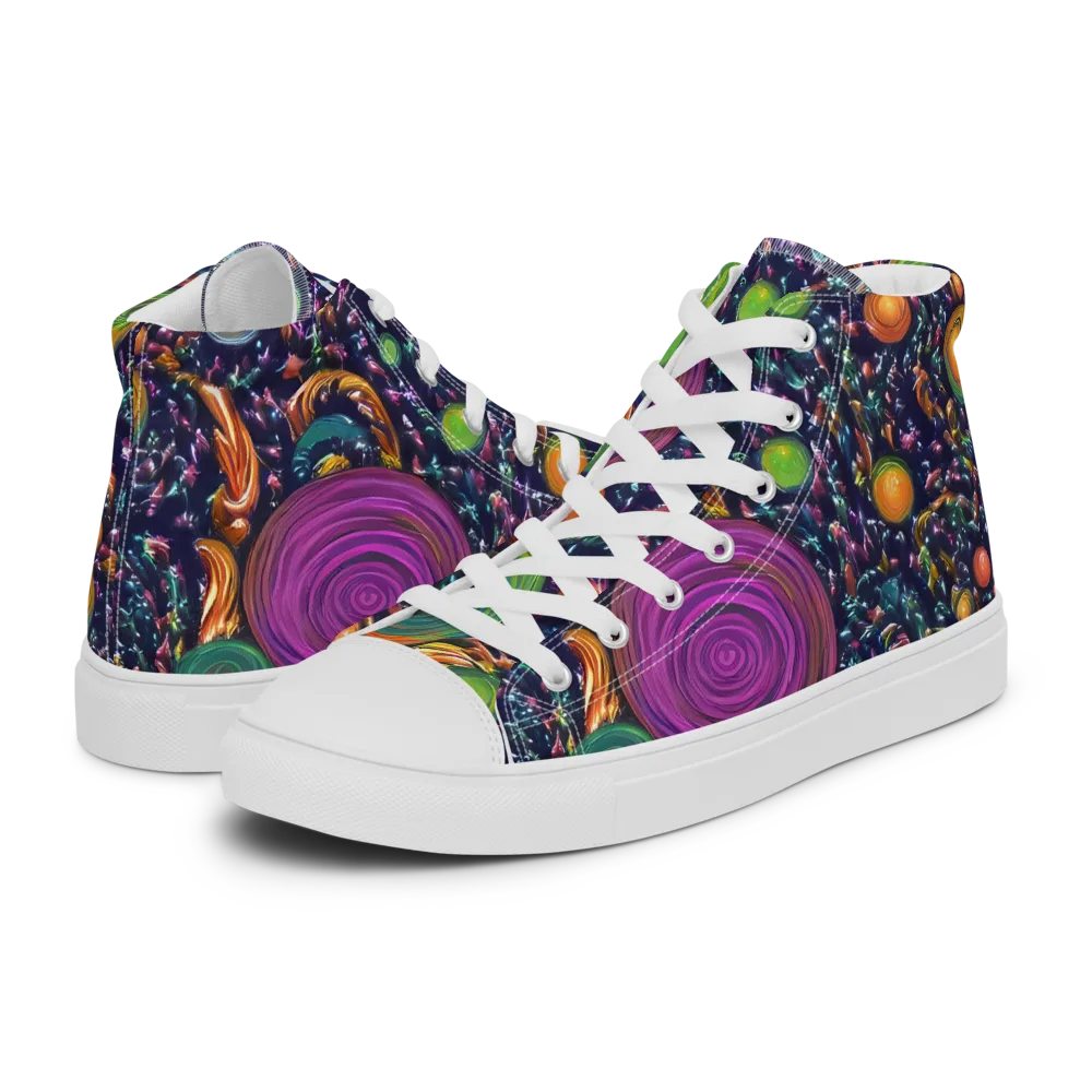 Solar Reverie on Women's High Top Canvas Shoes — Left