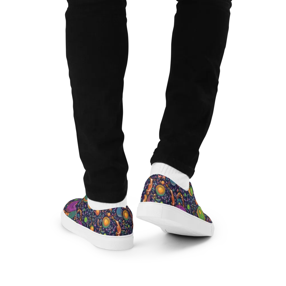 Solar Reverie on Men's Lace-Up Canvas Shoes — Back