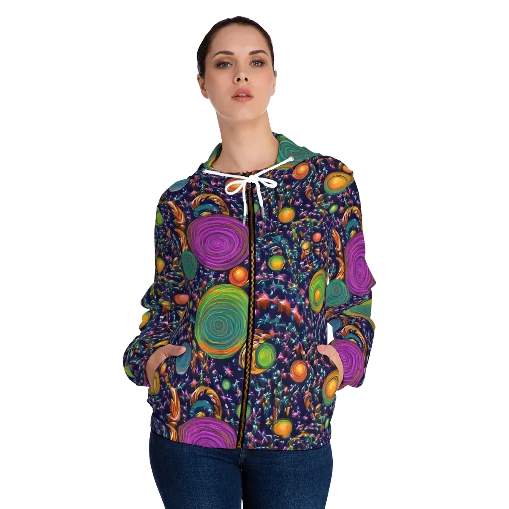 Solar Reverie on Women's Full-Zip Hoodie — Front On Person