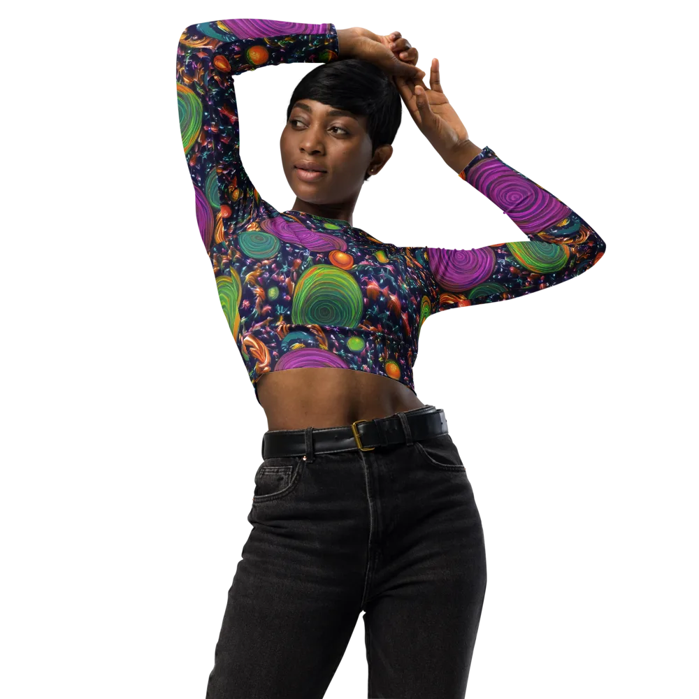 Solar Reverie on Long Sleeve Crop Top — Front