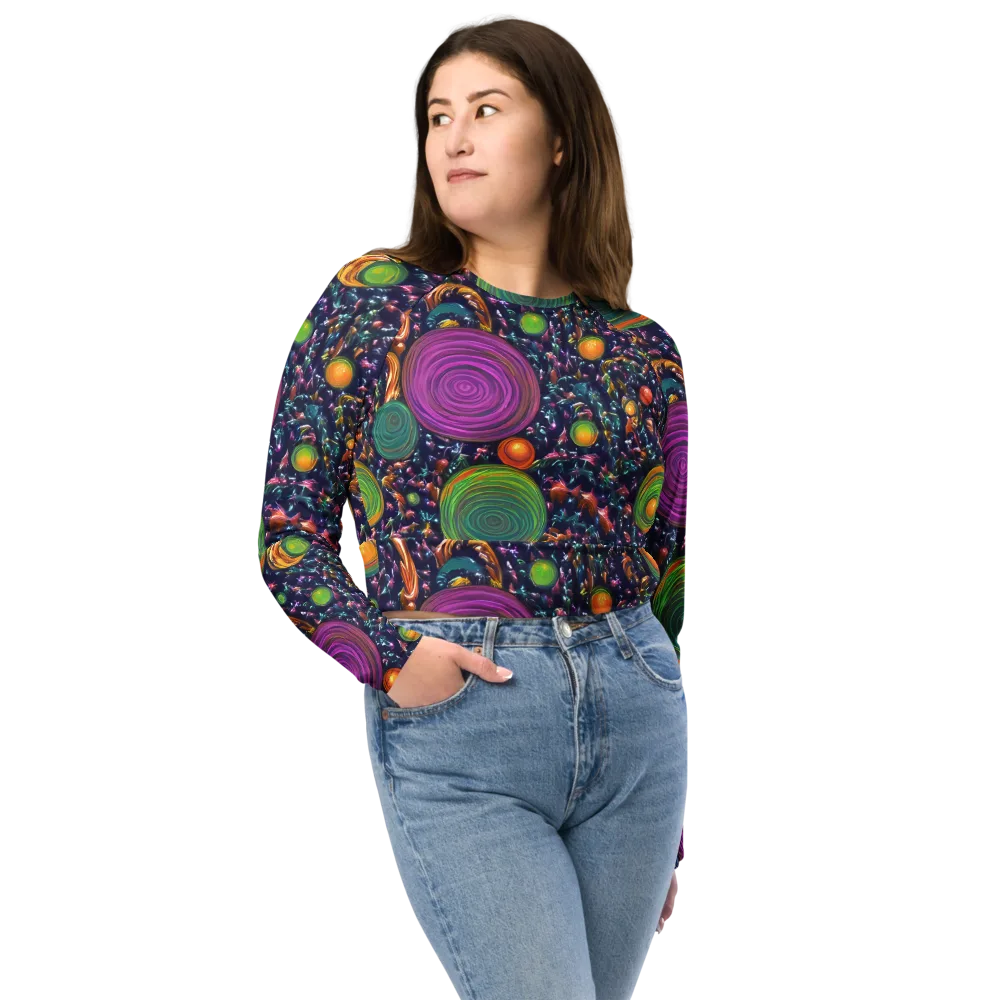 Solar Reverie on Long Sleeve Crop Top — Front