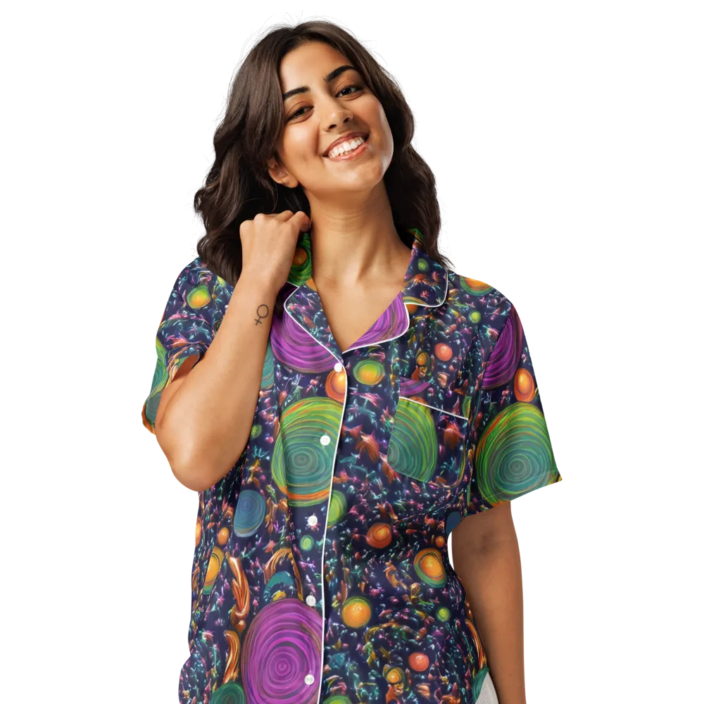 Solar Reverie on Women's Short Sleeve Pajama Top — Front