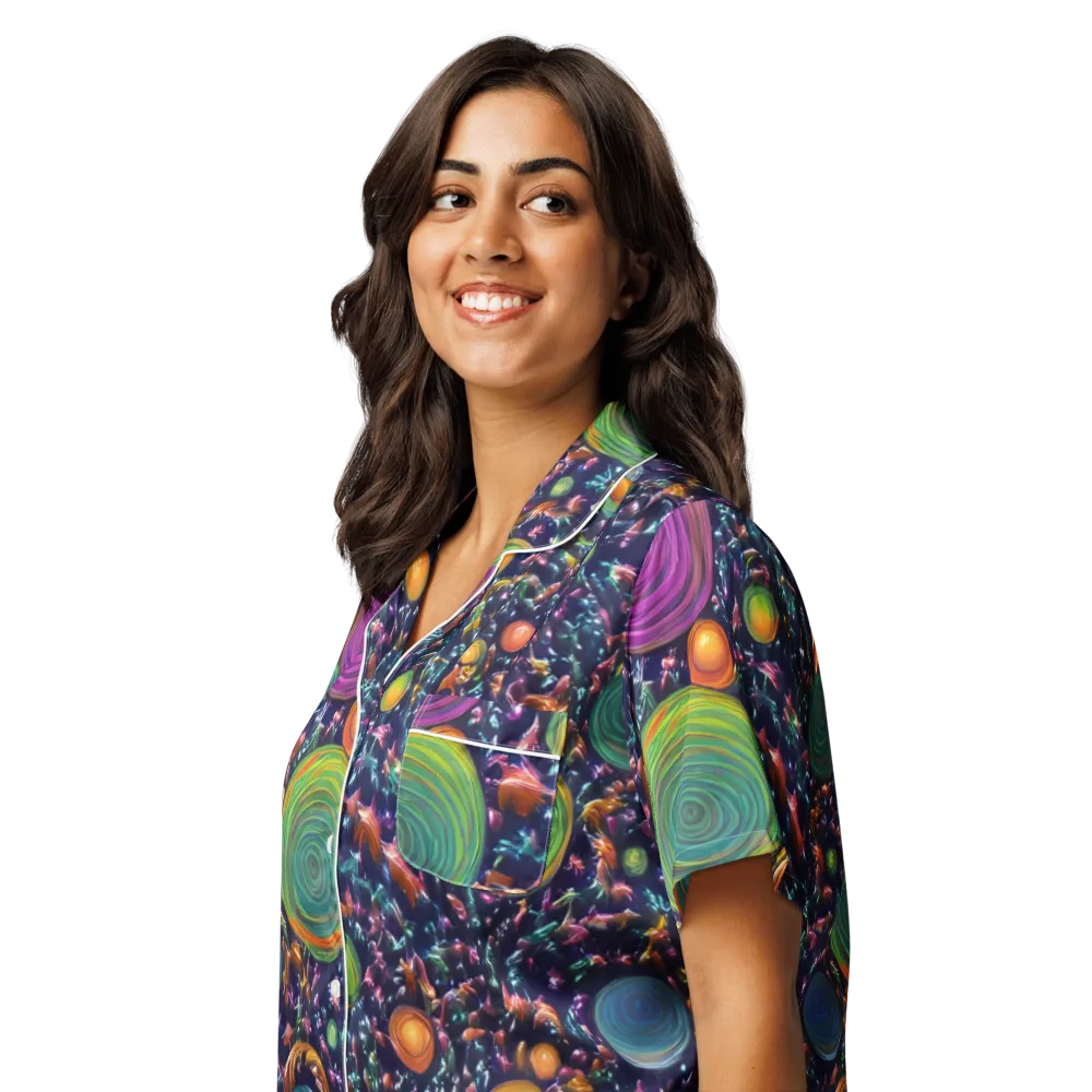 Solar Reverie on Women's Short Sleeve Pajama Top — Left Front