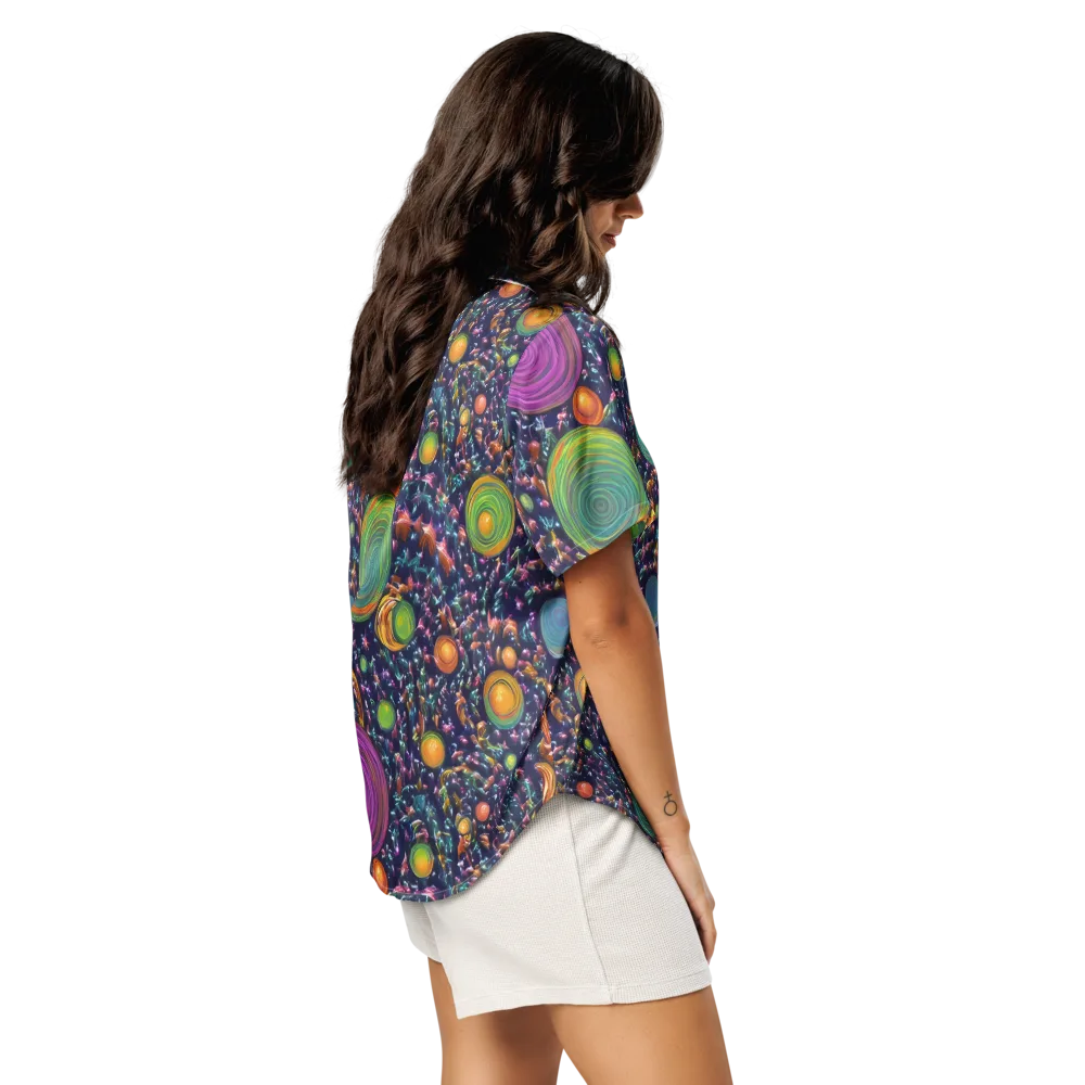 Solar Reverie on Women's Short Sleeve Pajama Top — Right Back