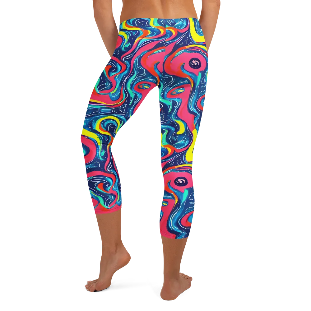 Electric Inkblot on Capri Leggings — Back