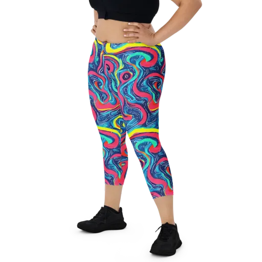 Electric Inkblot on a Capri Leggings
